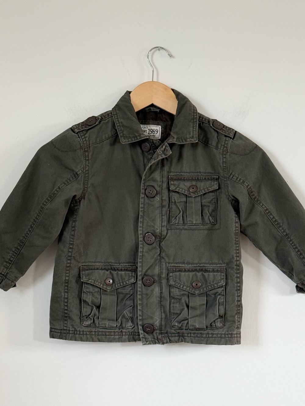 The Children's Place Olive Green Utility Cargo Jacket - Size 4T